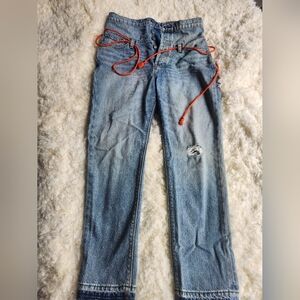 Hudson Stylish Blue Jeans with Orange Accents